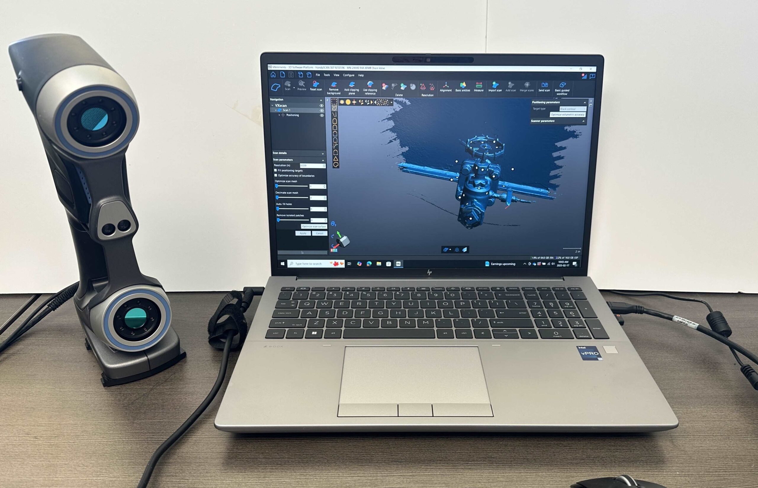 3D Scanner Applied Leak Seal Scanner Device overlay on image of substation